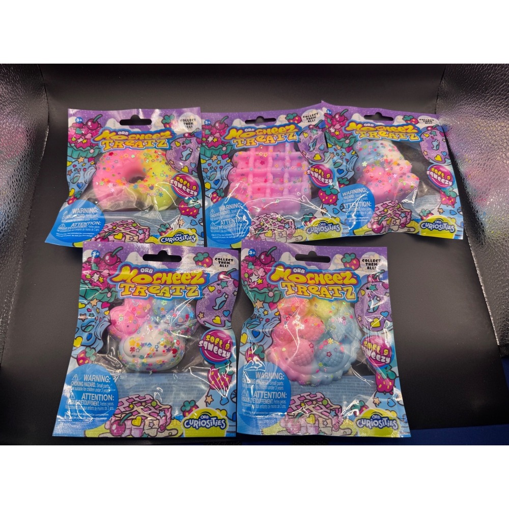 ORB Mocheez Treatz Curiosities Squishy Toy Lot of 5 Donut Waffle Bear Glitter